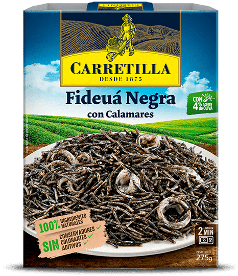 Fideuá Negra con Calamares