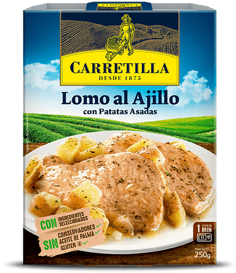 Lomo al Ajillo con Patatas Asadas