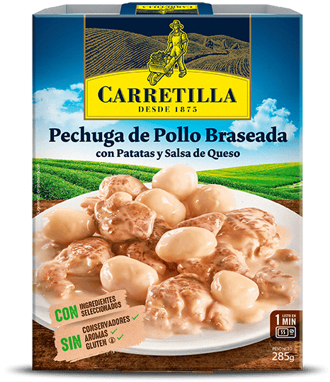 Pechuga de Pollo Braseada con Patatas Parisinas y Salsa de Queso