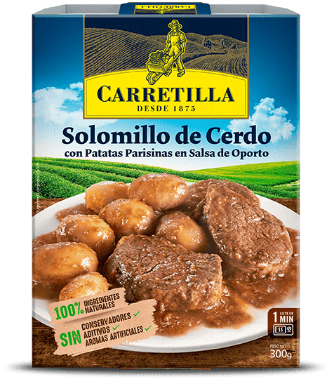 Solomillo de Cerdo con Patatas Parisinas en Salsa de Oporto